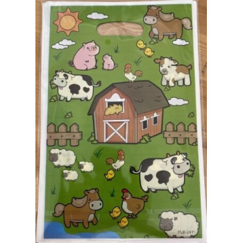 10 sacos para lembranças 16,3x25,5cm animais da quinta