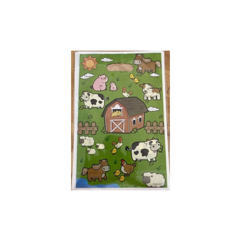 10 sacos para lembranças 16,3x25,5cm animais da quinta