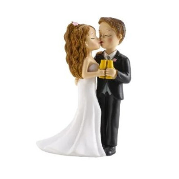 Noivos com copo e beijo 16cm