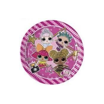 8 Pratos Metalizados 20 cm LOL