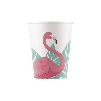 8 copos papel 200 ml - Flamingo