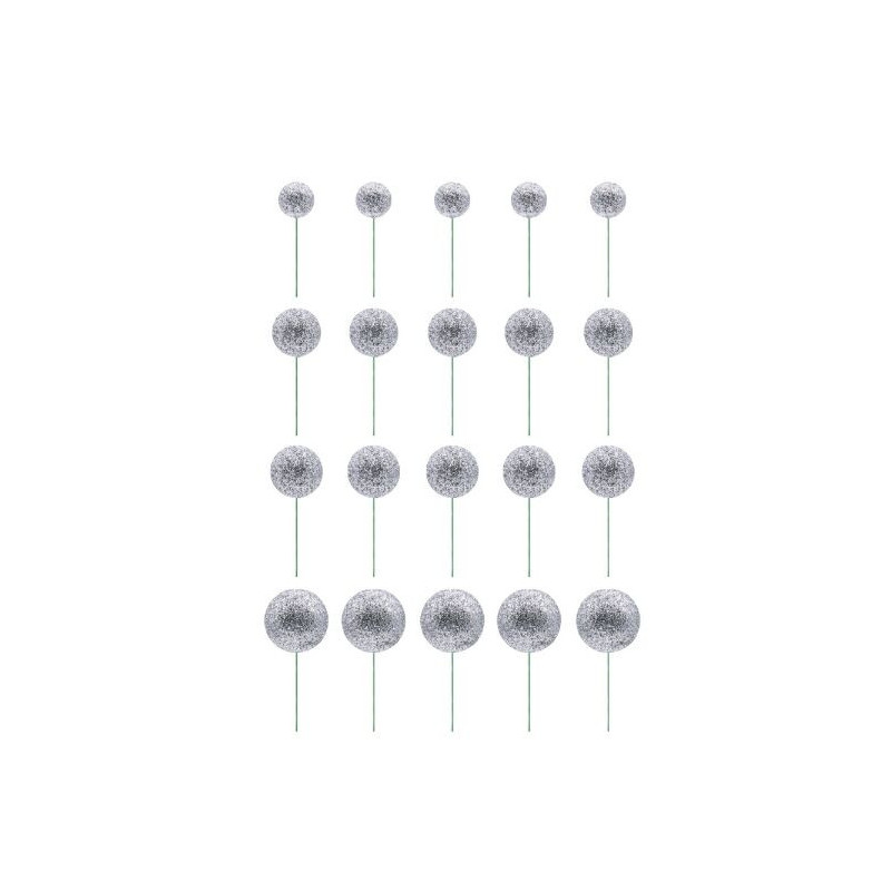 Esferas Glitter prata 20 unidades