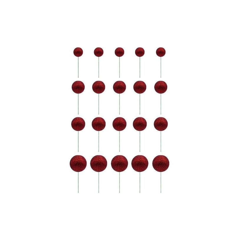 Esferas Glitter vermelho 20 unidades