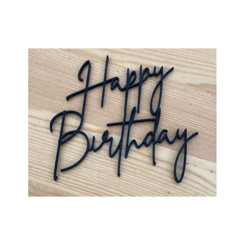 Topod e bolo Happy Birthday preto 10x9cm