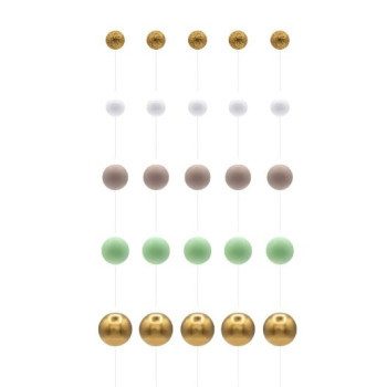 Conjunto de esferas verde, bege e ouro - 50 unidades
