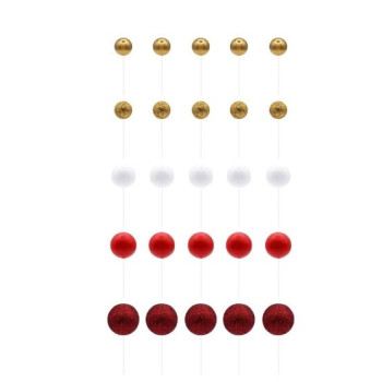 Conjunto de esferas vermelho, branco e ouro - 50 unidades