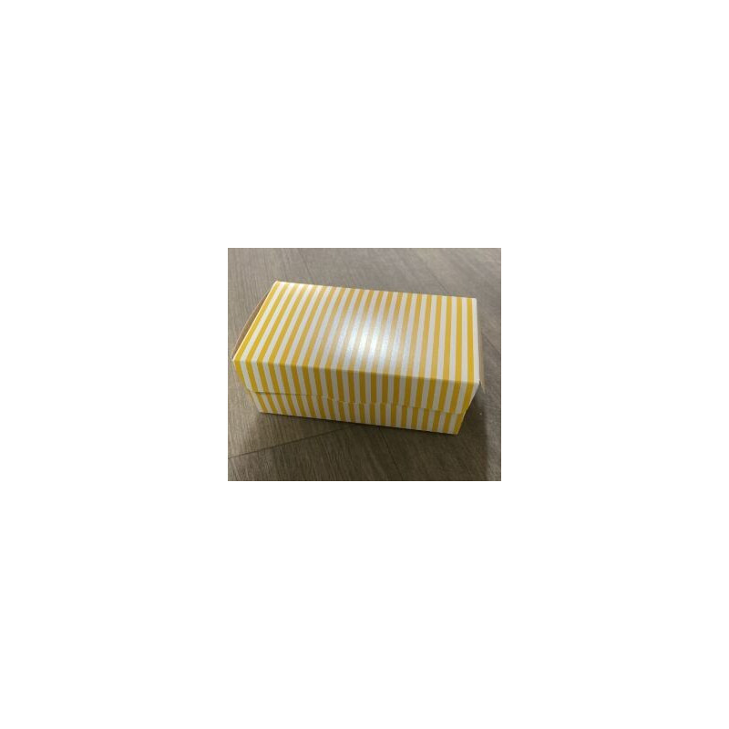 Caixa 19.5x11x7.5 riscas amarelas e brancas