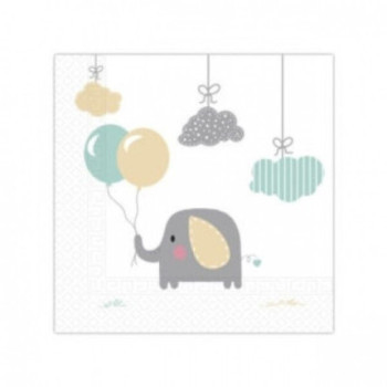 20 guardanapos 33x33 cm - Elephant Baby