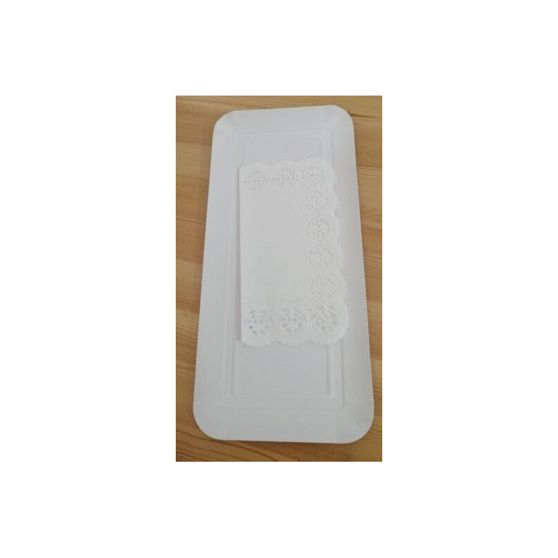 Travessa com naperon branca 40x16cm