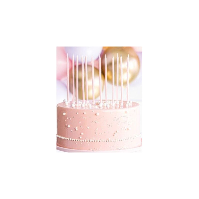 12 Velas Rosa 14cm