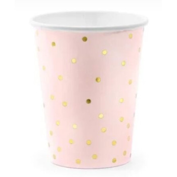 6 copos Pink Dots, light pink, 260ml