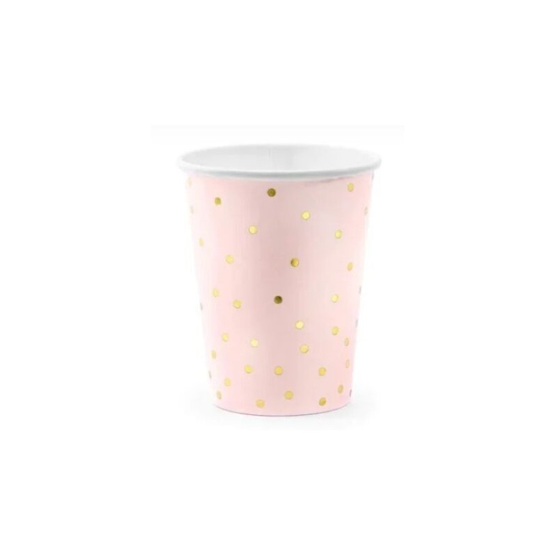 6 copos Pink Dots, light pink, 260ml