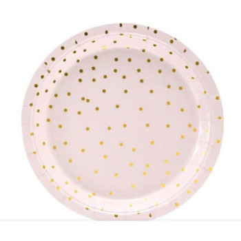 6 pratos polka dots, light pink, 18cm