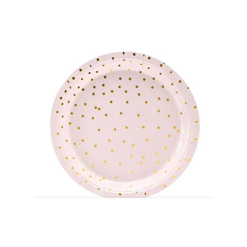 6 pratos polka dots, light pink, 18cm