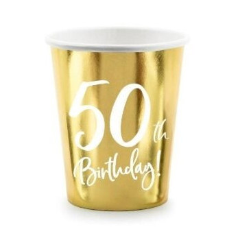 6 Copos Ouro 50th Birthday 220ml