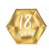 6 pratos 20x17cm dourado 18 th Birthday