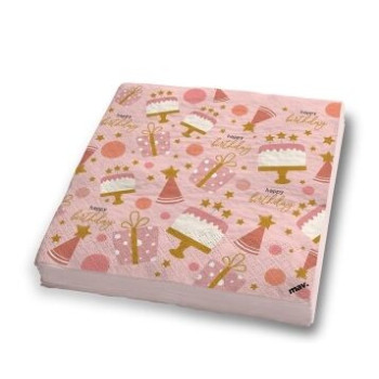 20 guardanapos 33x33cm Rose Confetti