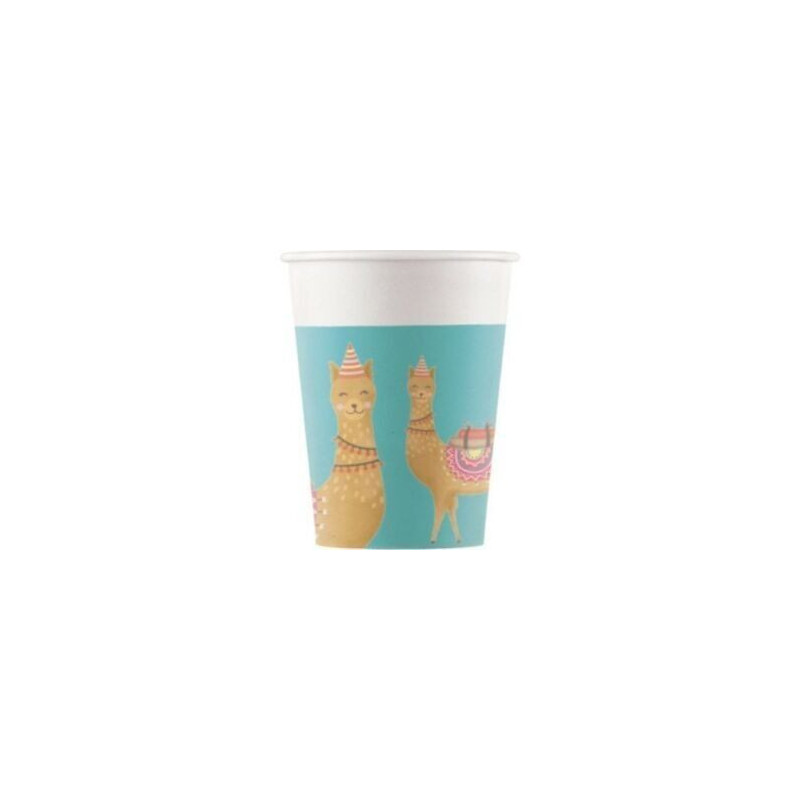 8 Copos de Papel 200 ml  LLama