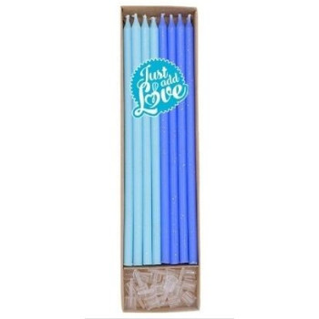 Velas altas azul com detalhe ouro 16 unidades