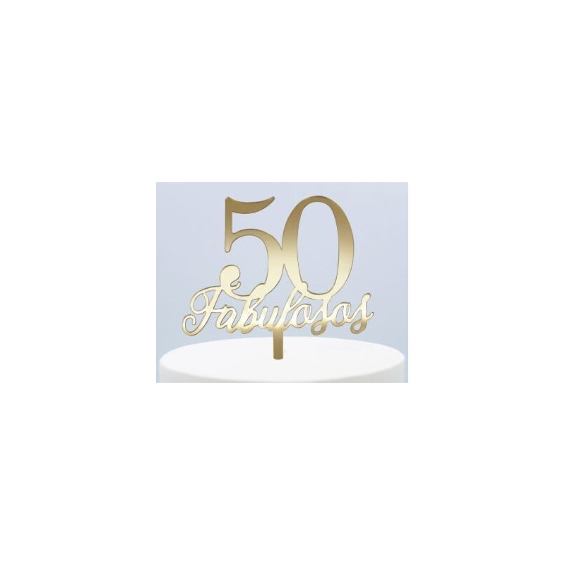 Topper acrílico ouro espelhado 50 fabulosos