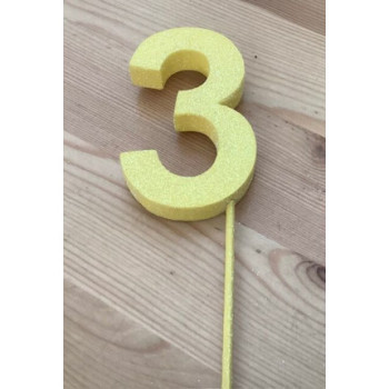 Número 3 esferovite  amarelo 8 cm