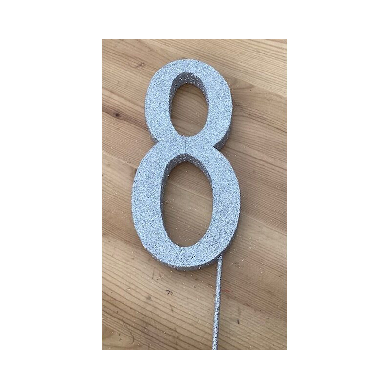 Número 8 esferovite prata 16cm