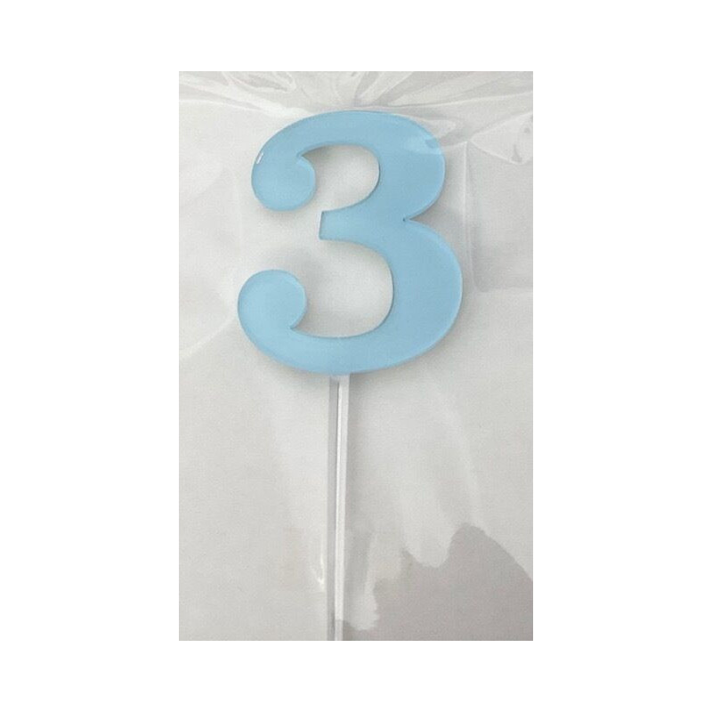 Numero 3 acrilico - azul