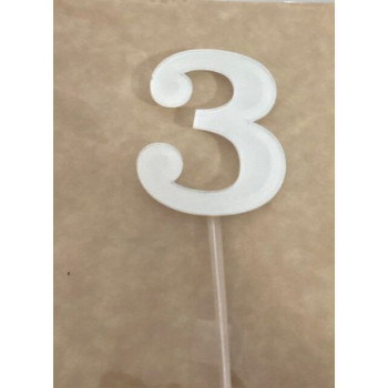 Numero 3 acrilico - branco