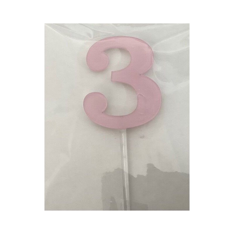 Numero 3 acrilico - rosa
