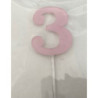 Numero 3 acrilico - rosa