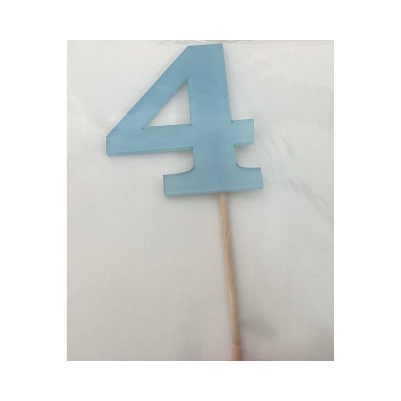 Numero 4 acrilico - azul