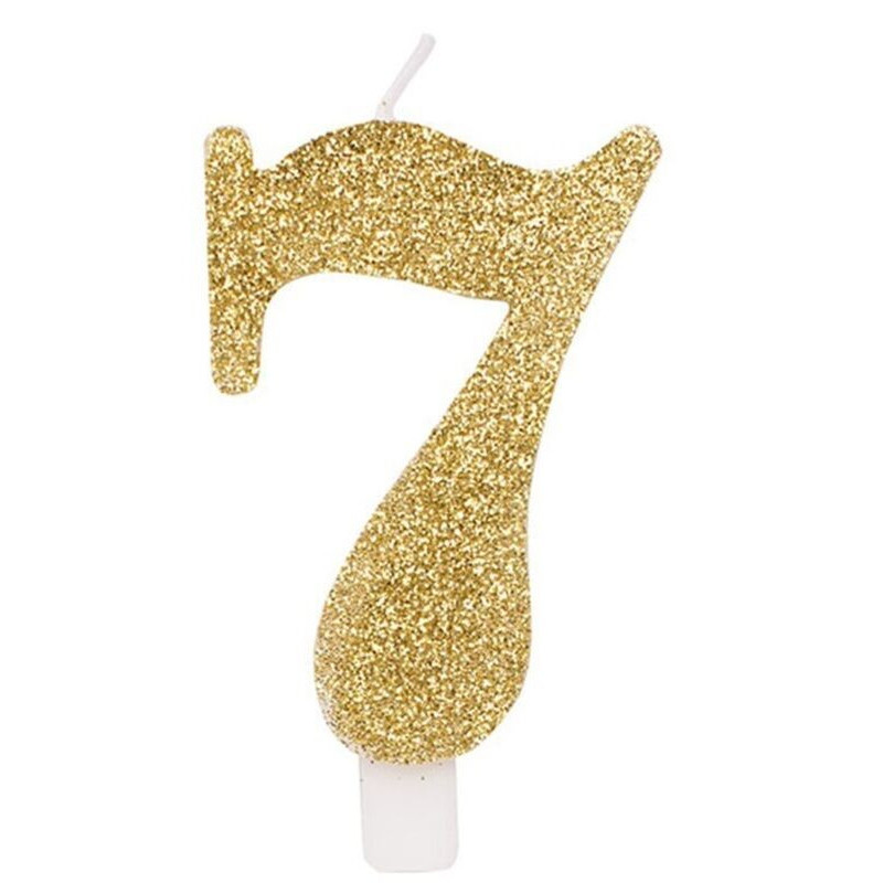 Vela número 7 glitter ouro 9,5 cm