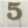 Número 5 acrilico - ouro