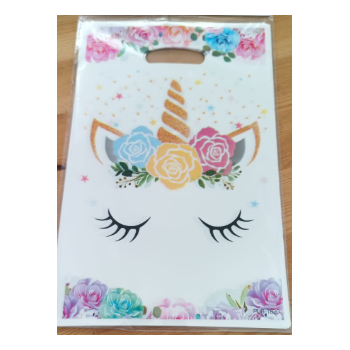 10 sacos para lembranças 16,3x25,5cm unicórnio