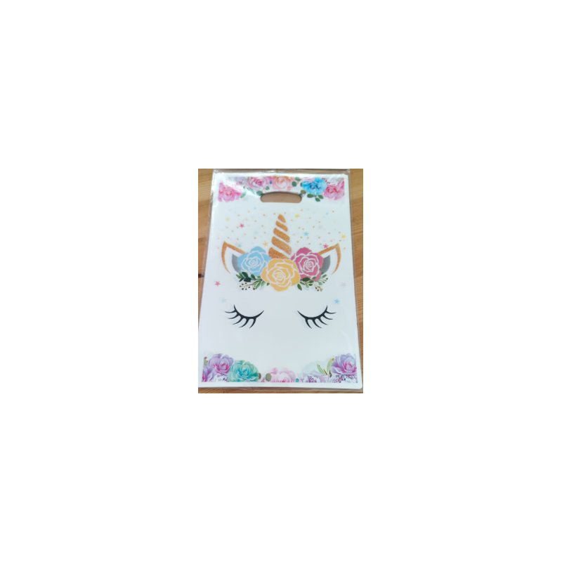 10 sacos para lembranças 16,3x25,5cm unicórnio