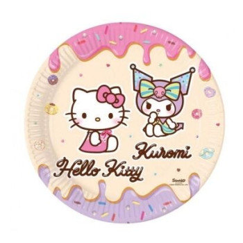 8 pratos 23cm Hello Kitty + Kuromi