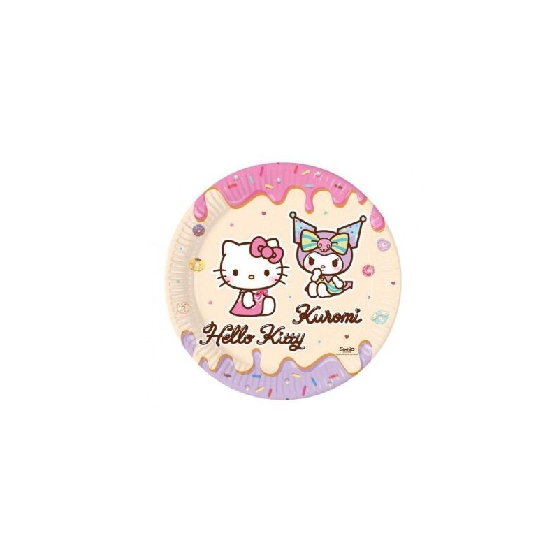 8 pratos 23cm Hello Kitty + Kuromi