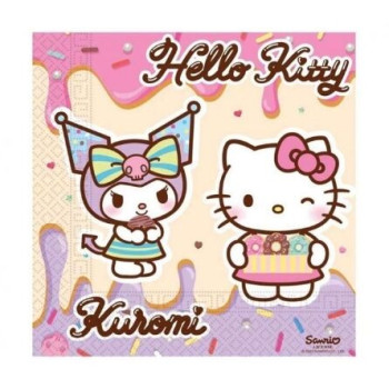 20 guardanapos 33x33cm Hello Kitty + Kuromi