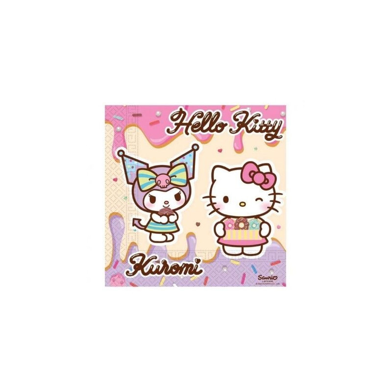 20 guardanapos 33x33cm Hello Kitty + Kuromi
