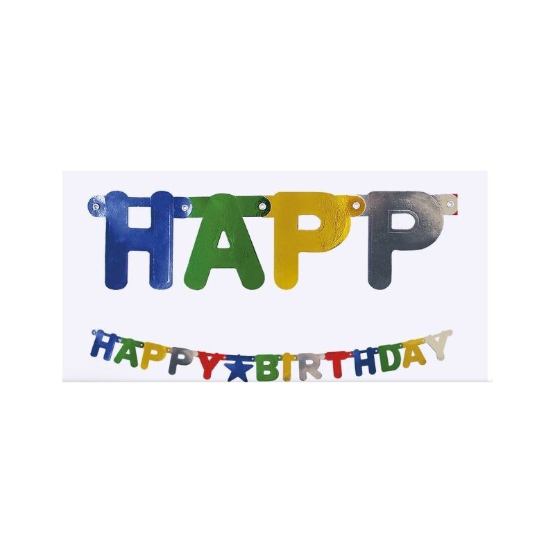 Banner Happy Birthday metalizado 1.56m