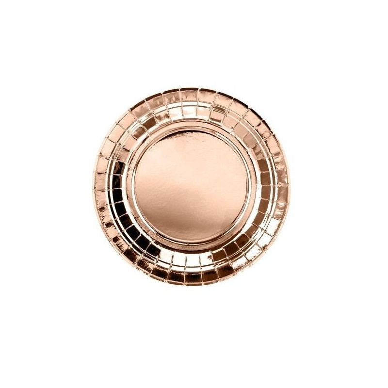 6 pratos rose gold 18cm