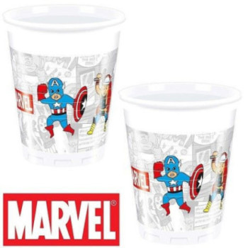 8 copos plástico avengers team power