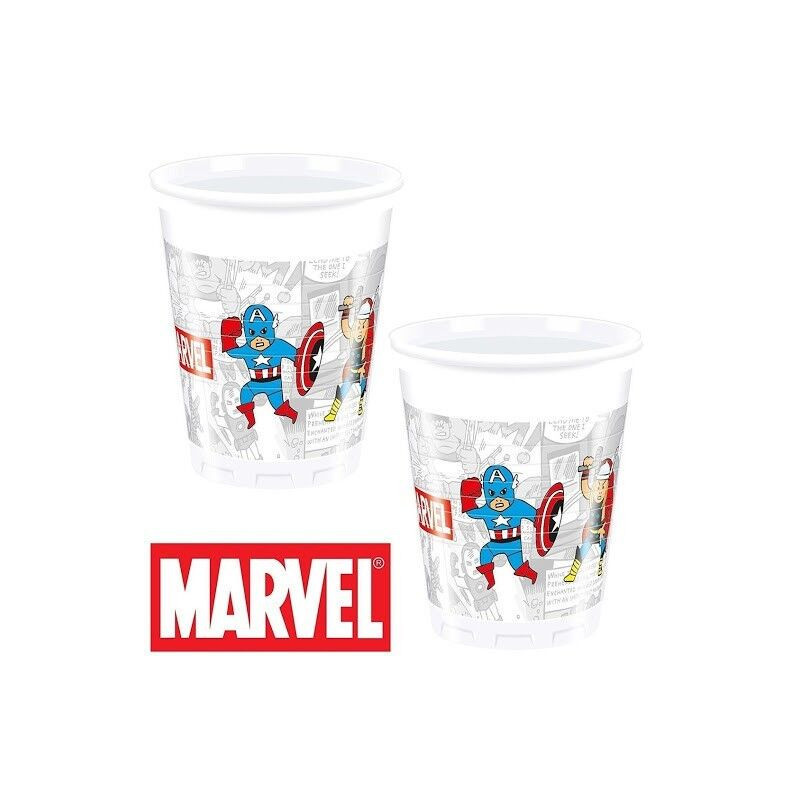 8 copos plástico avengers team power