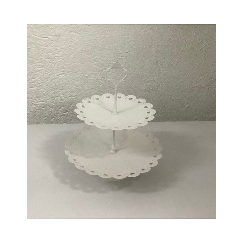 Suporte 2 pratos metal branco