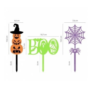 Topper acrílico Halloween sem medo 3 unid