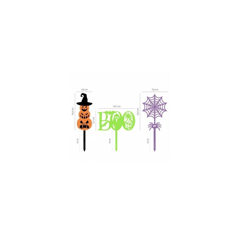 Topper acrílico Halloween sem medo 3 unid