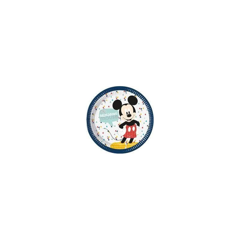 8 Pratos 23 cm Mickey Awesome