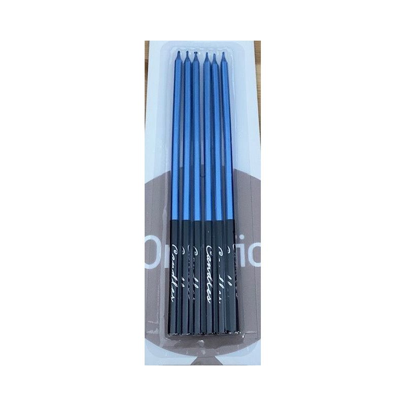 6 velas 15 cm azul e preto