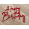 Topo de Bolo Happy Birthday vermelho 10x9cm