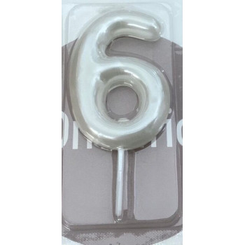 Vela 6cm branco nacarado nº 6
